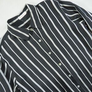 Women SensUniq Paris Sz L Black Striped Button-Up Shirt